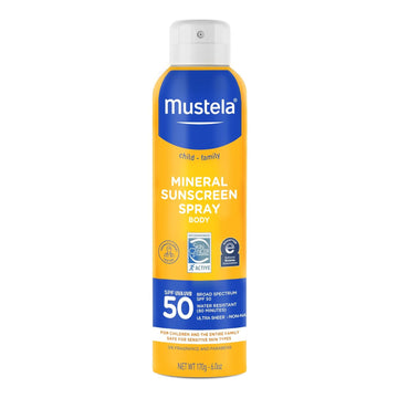 Mustela Baby Mineral Sunscreen Spray Spf 50 Broad Spectrum - Body Sun Spray For Sensitive Skin - Water Resistant & Fragrance Free - 6 Fl.Oz