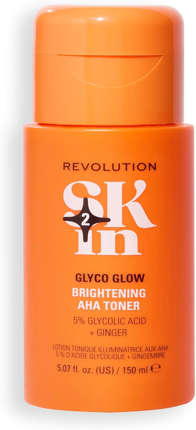 Revolution Skin, Glyco Glow 5% Glycolic Acid & Ginger Brightening Aha Toner, Facial Toner For Radiant Complexion, Vegan & Cruelty-Free, 150Ml