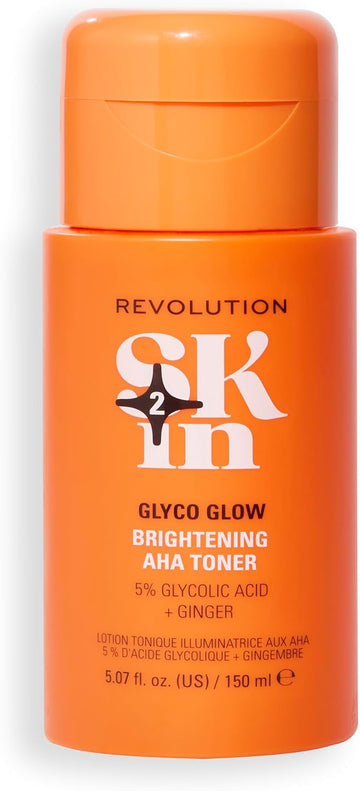Revolution Skin, Glyco Glow 5% Glycolic Acid & Ginger Brightening Aha Toner, Facial Toner For Radiant Complexion, Vegan & Cruelty-Free, 150Ml