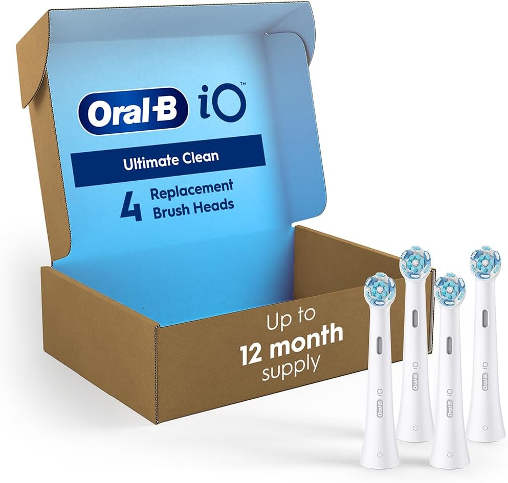 Oral-B Io Series Ultimate Clean Electric Toothbrush Replacement Brush Heads For An Oral-B Electric Toothbrush, 4 Count, White
