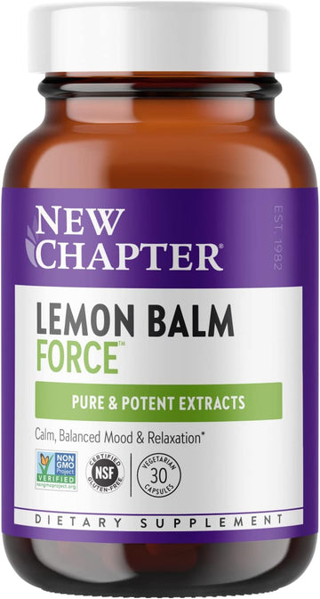 New Chapter Mood Support Supplement - Lemon Balm for Mood Support + Sleep Aid + Stress Relief + Non-GMO Ingredients - 30 Count Vegetarian Capsules