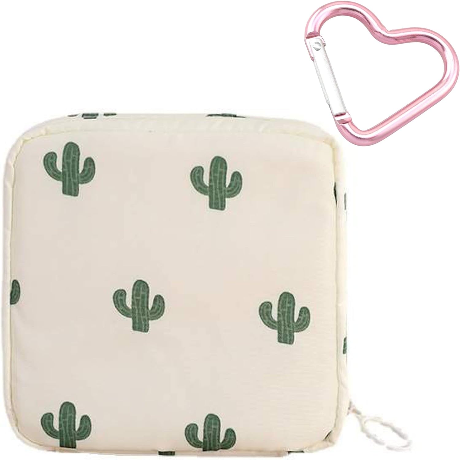 Reusable Sanitary Napkin Pads Storage Bag Portable for Women Girls | Made of Nylon + Water Resistance | Zero Waste Period (Cactus)