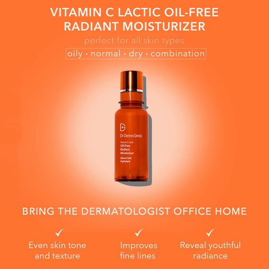 Dr Dennis Gross Vitamin C Lactic Oil-Free Radiant Moisturizer: For Dullness, Uneven Tone & Texture, Fine Lines And Occasional Dryness, 1.7 Oz