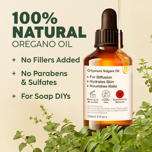 Kukka Oregano Essential Oil - 4 Fl Oz - 100% Pure Natural Oregano Oil Essential Oil For Skin - Oil Of Oregano For Nails - Oregano Oil For Diffuser & Nail - Earthy & Herbaceous - Soap Making Scent Diy