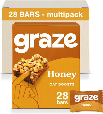 Graze Honey Protein Oat Boosts - Snacks With Whole Oats & Natural Flavours, High In Fibre - Packaging May Vary - (28 Snacks - 7 Packs Of 4 X 30G)