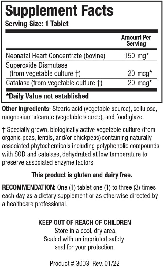 Biotics Research Cytozyme H Glandular Cardiovascular Support. Bovine Heart Concentrate, Promotes Muscular Support, Boosts Energy, Sod, Catalase, Potent Antioxidant Activity 60 Tabs