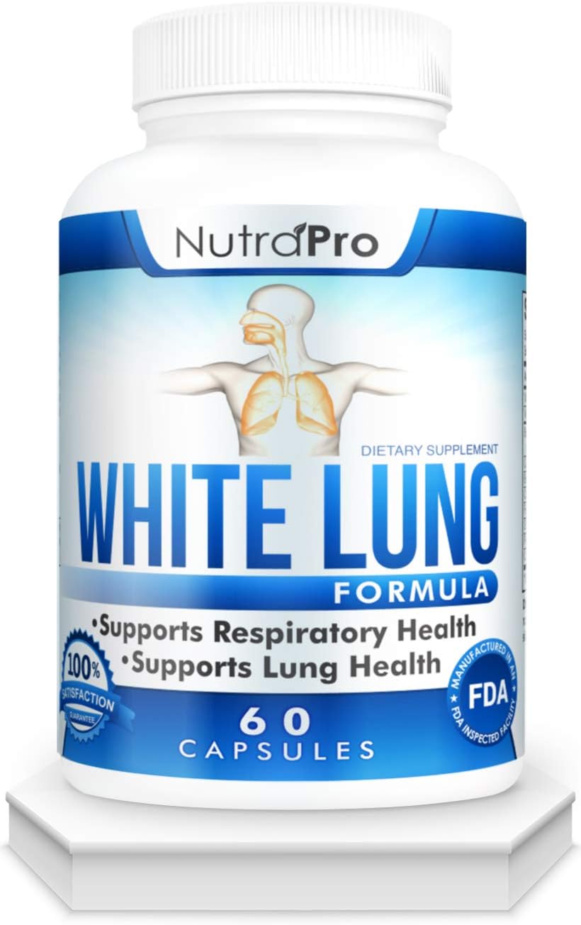 White Lung By Nutrapro - Lung Cleanse And Detox.Support Lung Health. Supports Respiratory Health. 60 Capsule - Made In Gmp Certified Facility