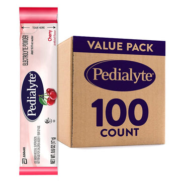 Pedialyte Electrolyte Powder Packets, Cherry, Hydration Drink, 100 Single-Serving Powder Packets