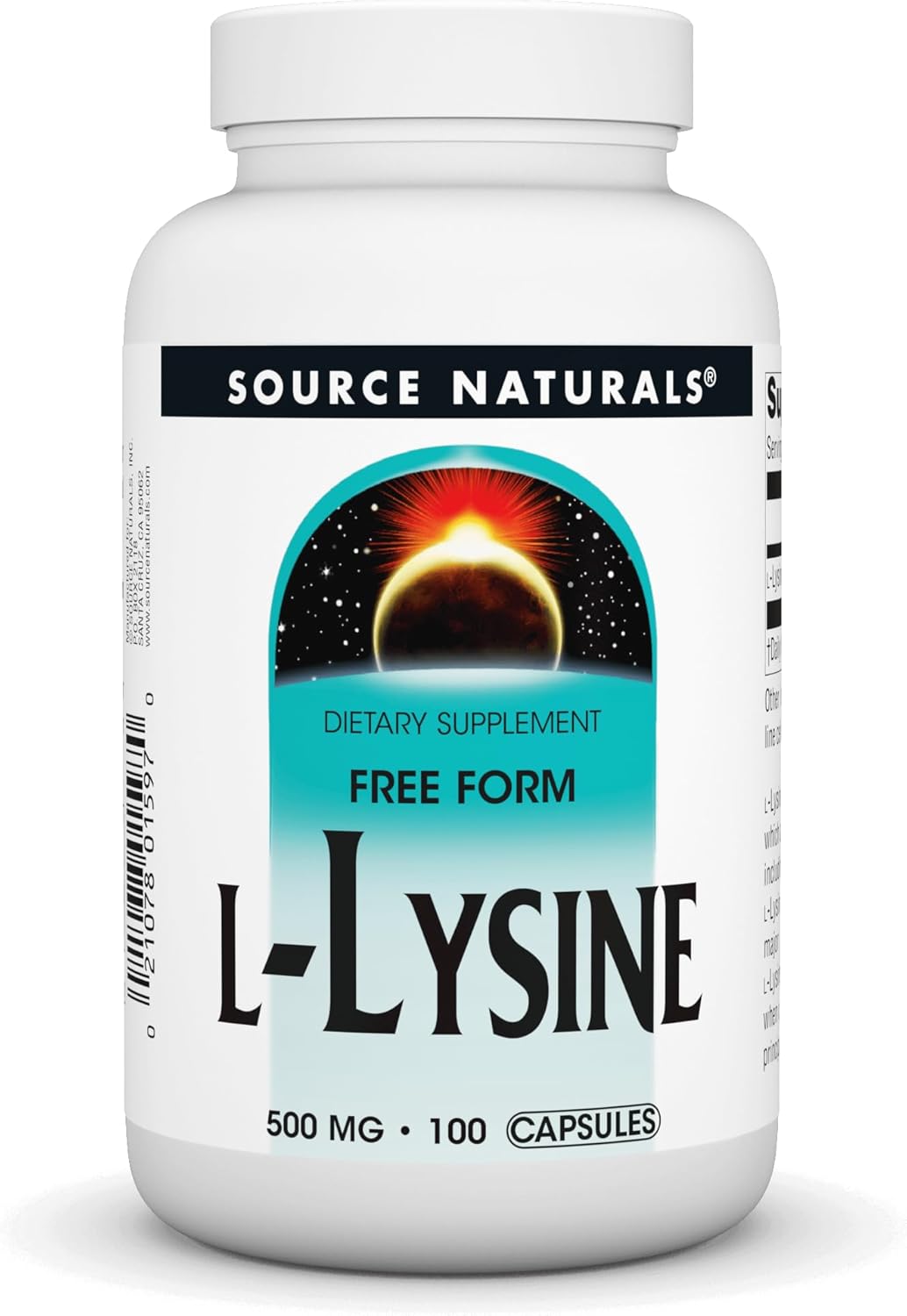 Source Naturals L-Lysine Free Form -Amino Acid Supplement Supports Energy Formation & Collagen - 100 Capsules