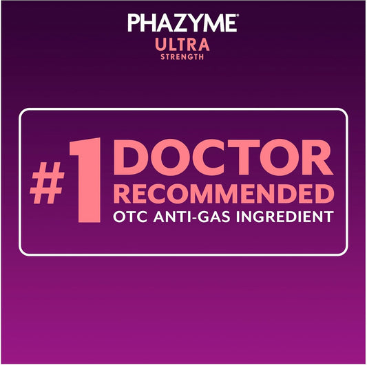 Phazyme Gas Relief, Ultra Strength Gas And Bloating Relief For Adults, 180 Mg Simethicone Fast Gels, 48 Count