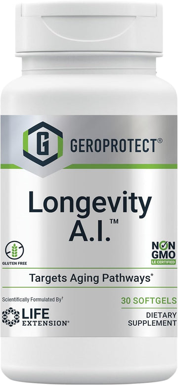 Life Extension Geroprotect Longevity A.I. - Anti-Aging Supplement With Gamma-Linolenic Acid (Gla) From Borage Seed Oil And Ginseng Extract For Stem Cell Health –Gluten-Free, Non-Gmo – 30 Softgels