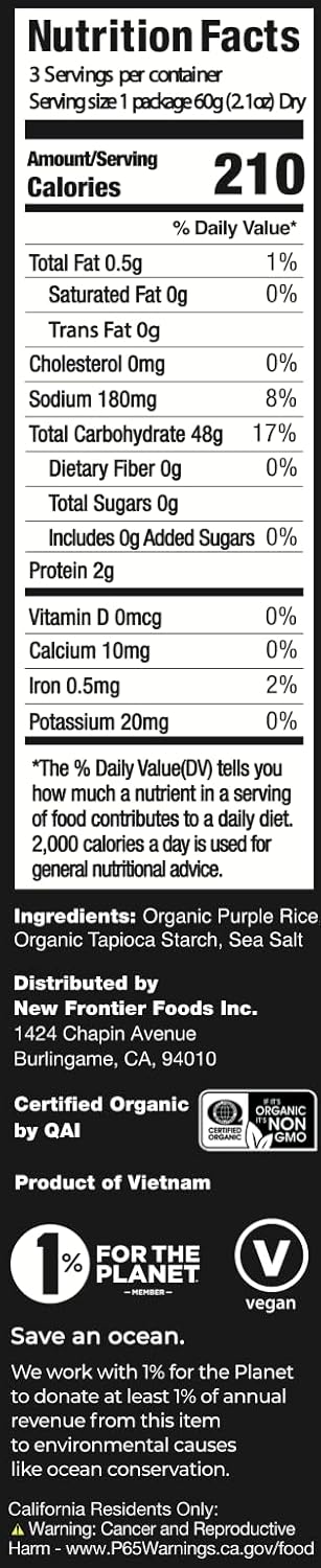 Ocean'S Halo Purple Rice Noodles, Organic, Vegan, Gluten-Free Ingredients, 6.3 Oz