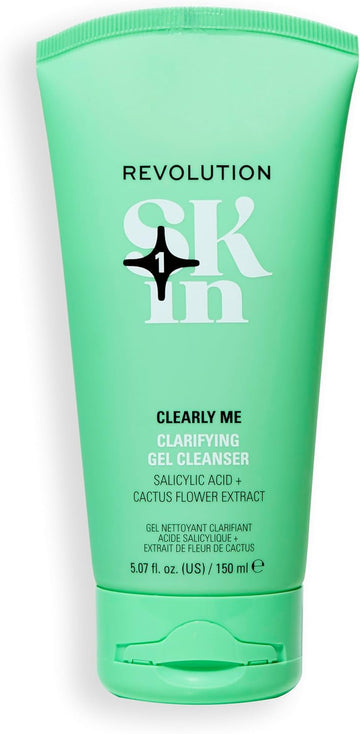 Revolution Skin, Clearly Me 2% Salicylic Acid Clarifying Cleansing Gel, Face Wash, Hydrates Skin, For Blemish-Prone & Oily Skin, Vegan & Cruelty-Free, 150Ml