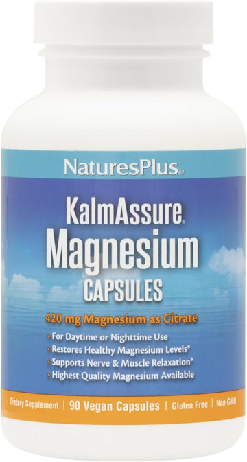 Naturesplus Kalmassure Magnesium 420 Mg - 90 Vegan Capsules, Pack Of 2 - Supports Nerve & Muscle Relaxation - Non-Gmo, Gluten Free - 60 Total Servings