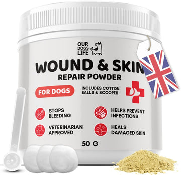 Wound & Skin Repair Powder For Dogs | Dog Styptic Powder Stops Bleeding, Quickly Repairs Wound & Damaged Skin in Dogs | Pets Safe Treatment for Cuts, Nail Clipper Nicks and Grooming First Aid |