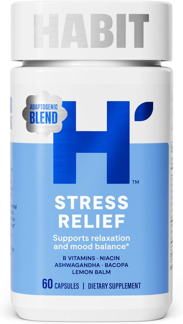 Habit Stress Relief Supplement (60 Capsules) - New Look, Supports Relaxation & Mood Balance, Vitamin B, Adaptogens, Lemon Balm, Calming, Vegan, Non-Gmo (1 Pack)