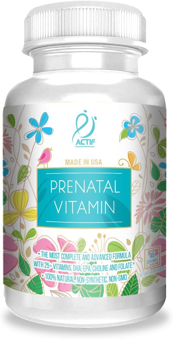 Actif Organic Prenatal Vitamin With 20+ Vitamins, Omega-3, Dha, Organic Herbs, Non-Gmo, Made In Usa, 90 Count