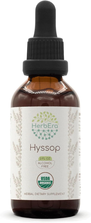 Hyssop B60 Alcohol-Free Herbal Extract Tincture, Concentrated Liquid Drops Natural Usda Organic Hyssop (Hyssopus Officinalis) (2 Fl Oz)