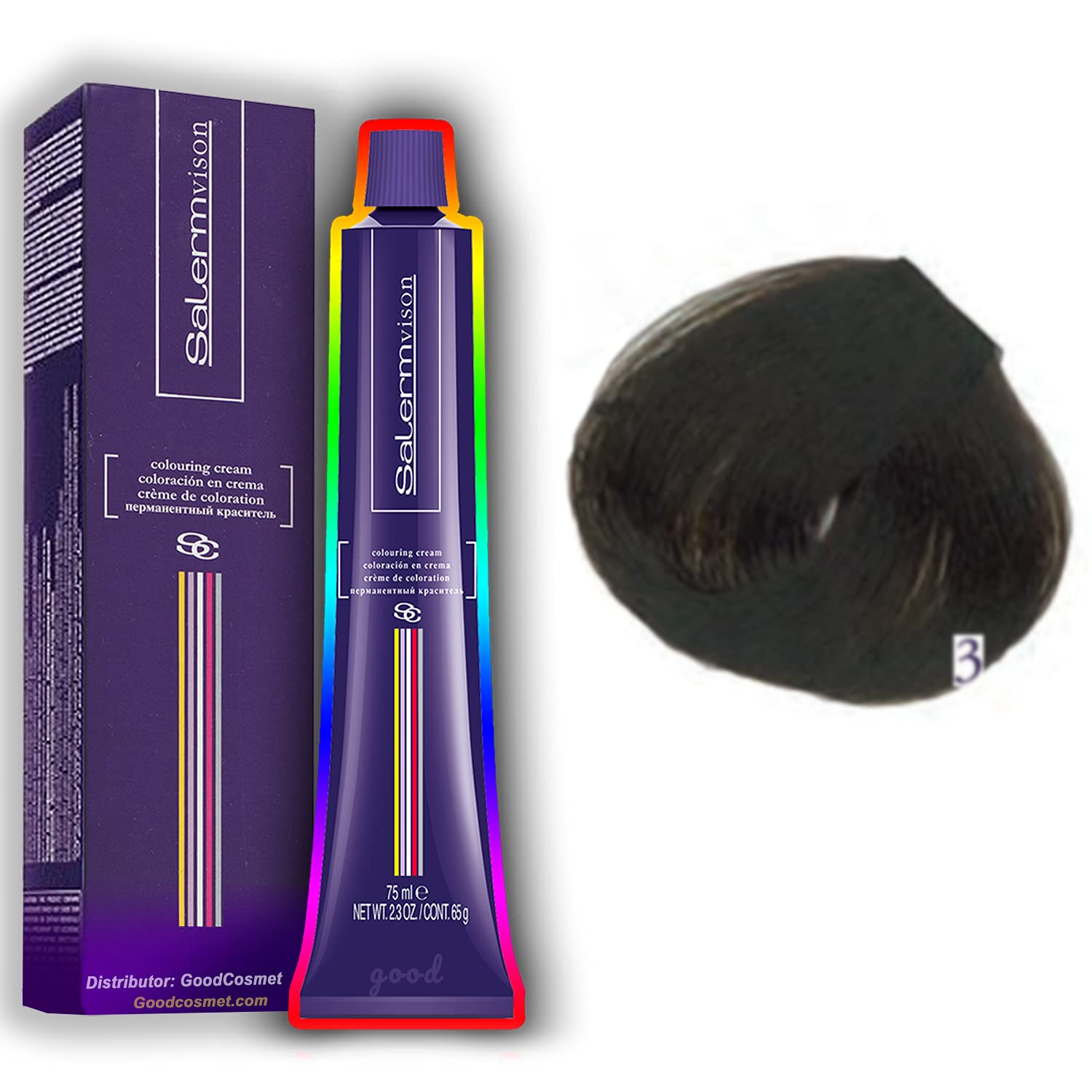 Salerm Hair Color Dye Cream Permanent Tinte 3: Dark Brown : Beauty & Personal Care