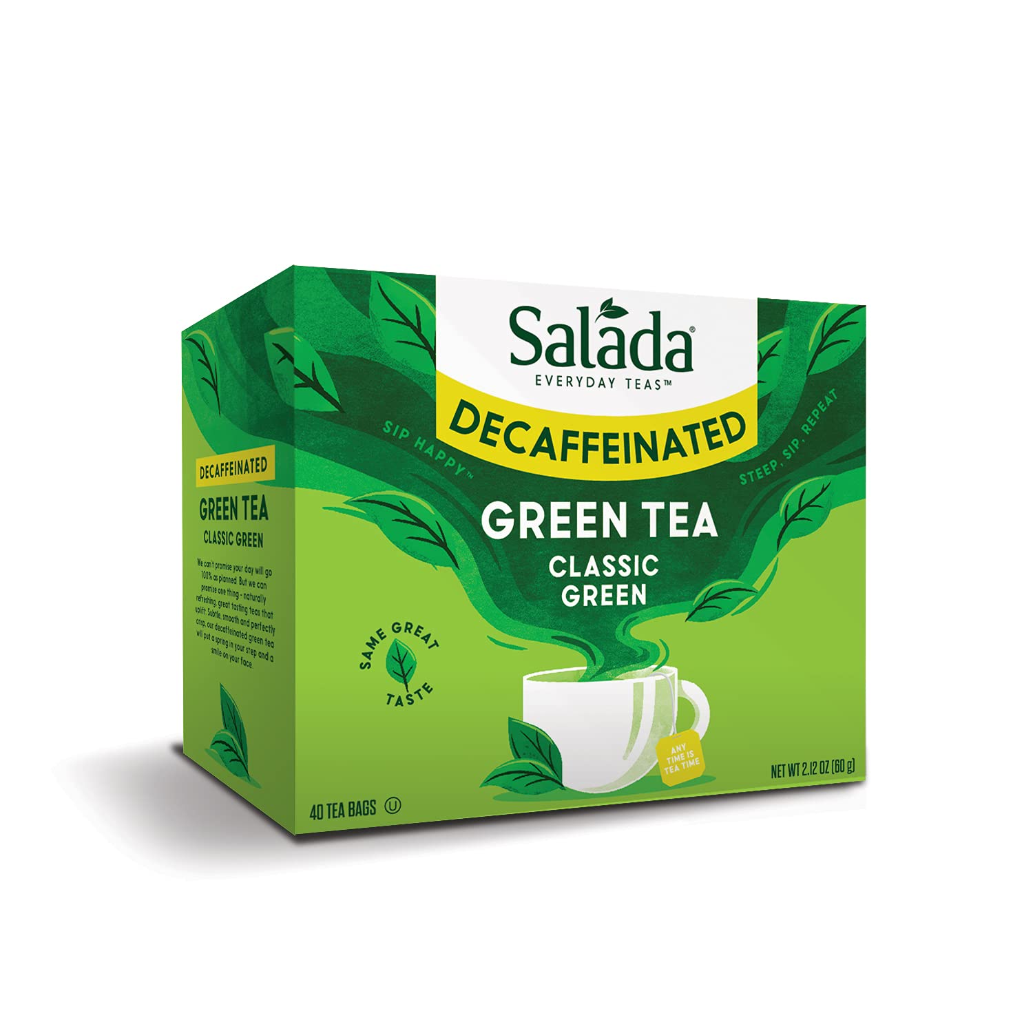 Salada Green Tea Decaffeinated With 40 Individually Wrapped Tea Bags Contains Caffeine Brew Hot Flavored Rich In Antioxidants Zero Calories