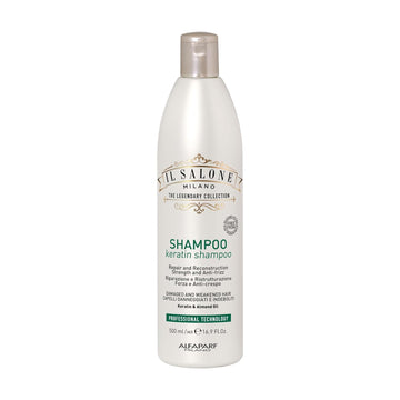 Il Salone Milano Professional Keratin Shampoo For Damaged Hair - Cleansing Shampoo + Dry Hair Treatment - Made With Almond Oil & Vitamin E (16.9 Oz / 500 Ml)
