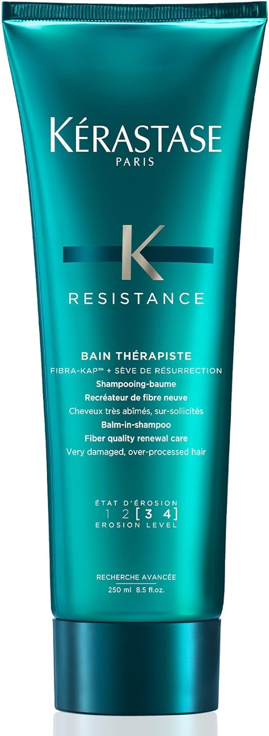 Kérastase Resistance, Gel Shampoo For Over-Stressed & Very Damaged Hair, With Fibra-Kap, Bain Thérapiste, 250Ml