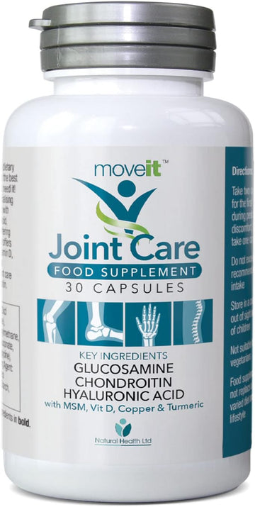 Moveit Joint Care Supplement – 30 Capsules | Glucosamine, Chondroitin, Msm, Turmeric, Hyaluronic Acid, Vitamin D & Copper | Bone & Muscle Support For Mobility, Flexibility & Comfort 1 Month Supply