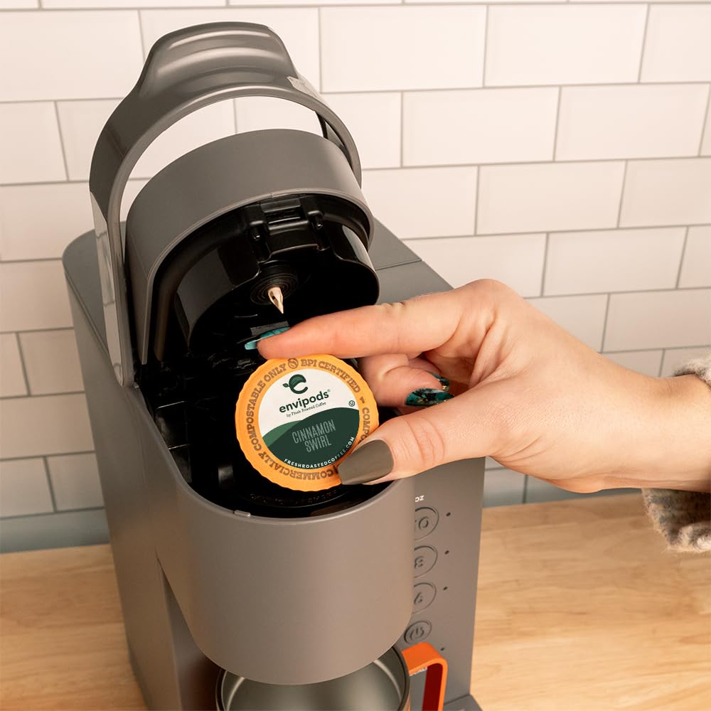 Cinnamon Swirl Flavored Compostable Envipods, Medium Roast, Kosher, 12 Count, For Keurig K Cup Brewers | Not For Use In Ninja Or Hamilton Beach Brewers