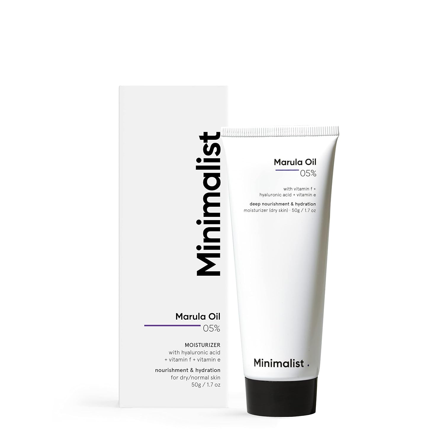 Minimalist Face Moisturizer For Dry Skin | 5% Marula Oil | With Hyaluronic Acid For Deep Nourishment & Hydration | For Women & Men | 1.7 Oz / 50 Gm