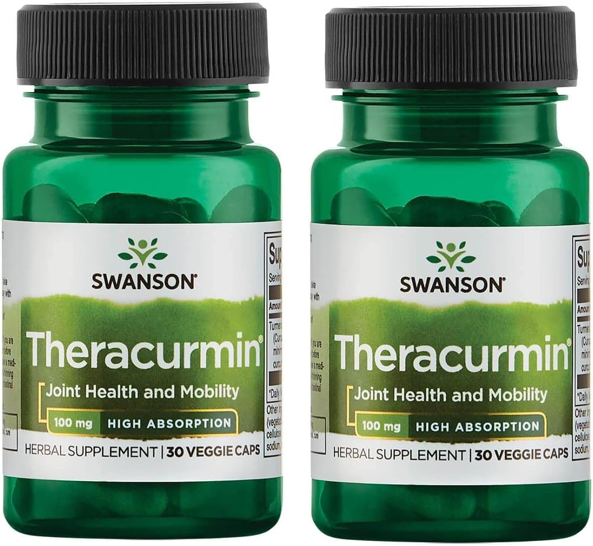 Swanson Theracurmin - Herbal Supplement Supporting Joint Health & Mobility - Formulated For High Absorption - (30 Capsules, 100Mg Each) 2 Pack