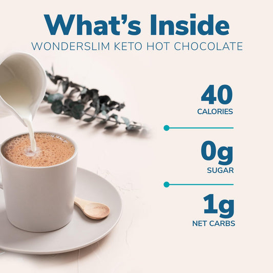 Wonderslim Keto Hot Chocolate Mix, MCT Oil, Low Carb, Gluten Free (7ct)