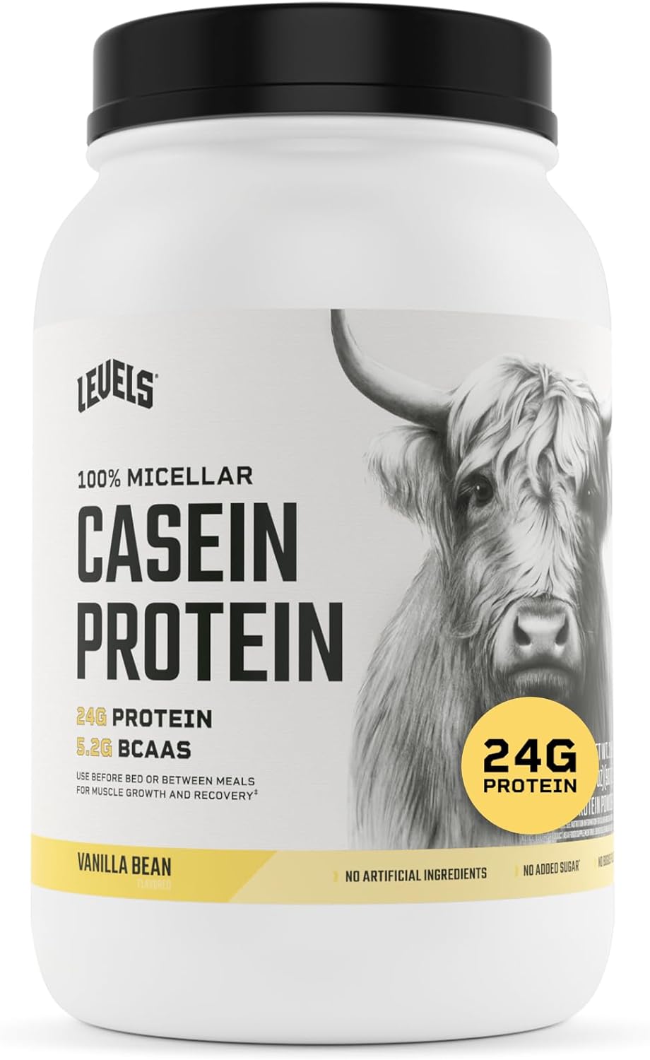 Levels 100% Micellar Casein Protein, Hormone Free, Vanilla Bean, 2LB