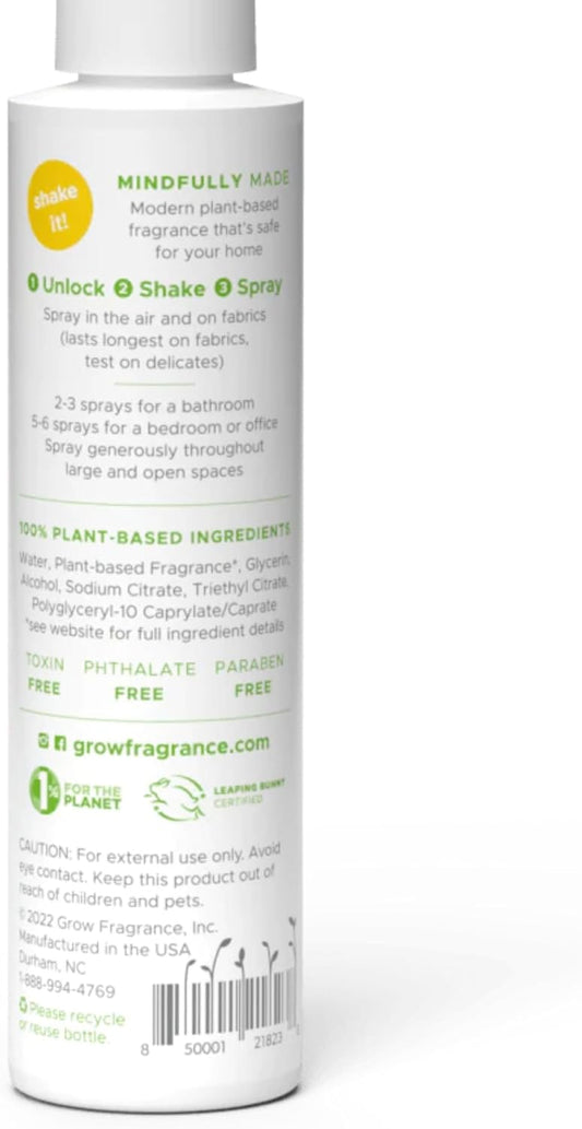 Grow Fragrance Scented Fabric and Room Air Freshener Spray - Certified Non-Toxic, 100% Plant-Based Essential Oils - 4 oz (Bamboo)