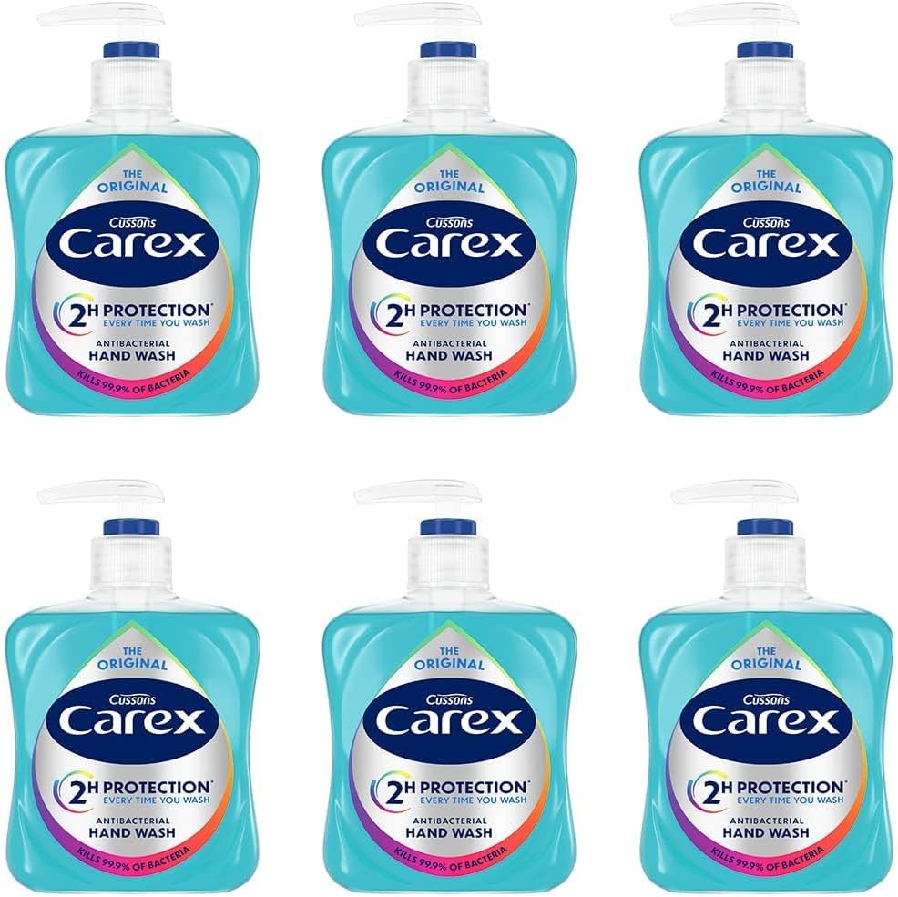 Carex Original Antibacterial Hand Wash, Clean & Protect Hands, Bulk Buy, Pack Of 6 X 250 Ml (Packaging May Vary)