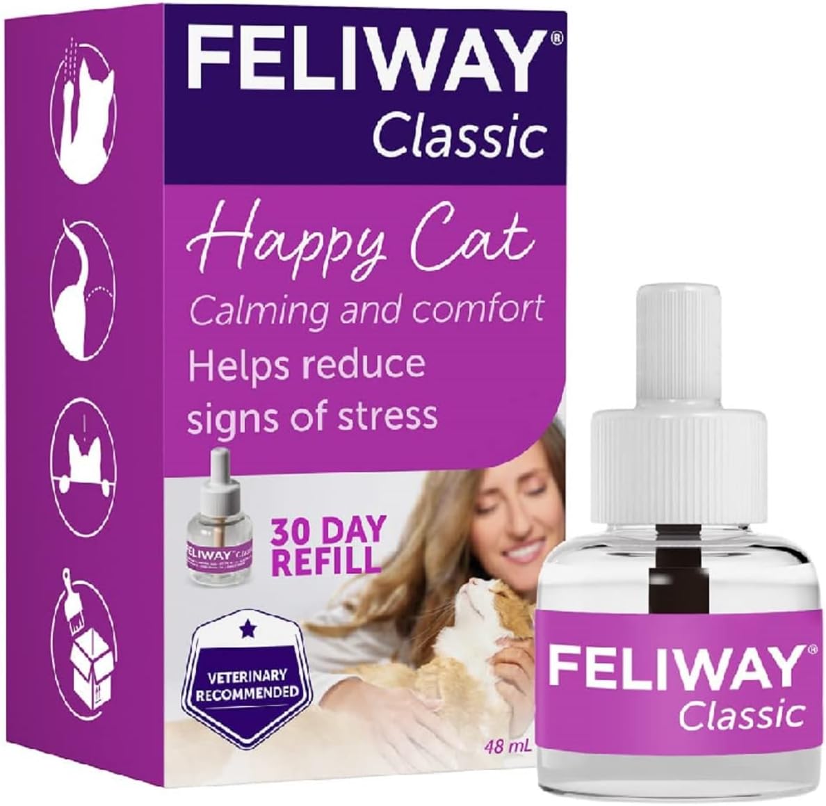 Feliway Classic 30 Day Refill Comforts Cats, Helps Solve Behavioural Issues And Stress/Anxiety In The Home - 48MlC23852J