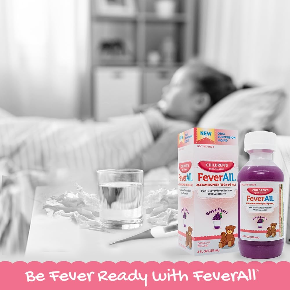 Feverall Liquid Oral Children Fever Reducer/Pain Reliever (4 oz., Grape) : Health & Household