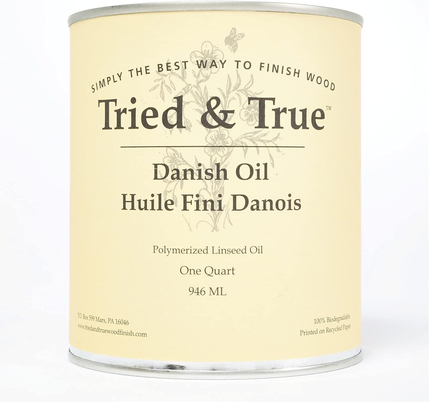 Tried & True Danish Oil – Quart – All Natural, All Purpose Finish for Wood, Metal, Food Safe, Solvent Free, VOC Free, Non Toxic Wood Finish, Polymerized Linseed Oil, Stand Oil