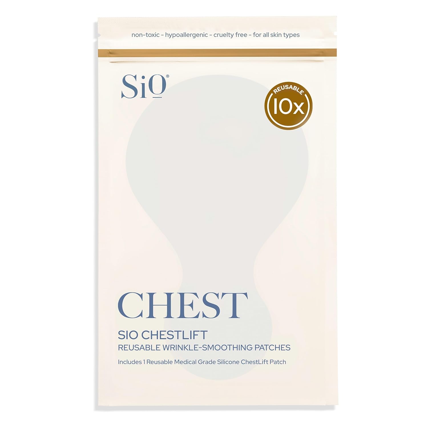 Sio Beauty Chestlift - Wrinkle-Smoothing, Medical-Grade Silicone Patches For Chest Fine Lines - Reusable Up To 10X - Cruelty-Free & Environmentally-Friendly Hydrating Beauty Patches - 1 Patch