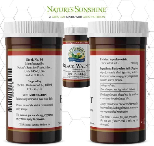 Black Walnut | 100 Capsules | 25 Day Supply | Support For Your Intestines