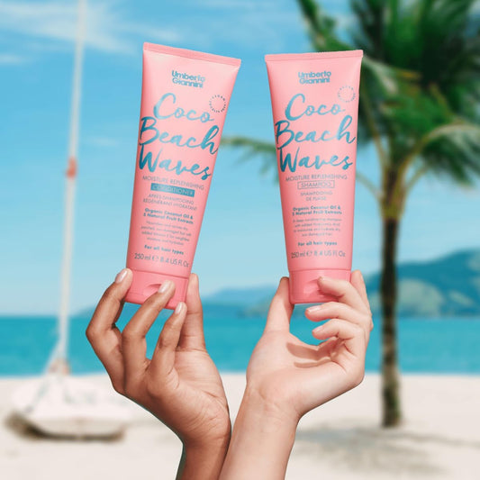 Umberto Giannini Coco Beach Waves Hydrating Coconut Sulphate-Free Shampoo 250Ml & Nourishing Conditioner 250Ml - Revives Dry, Sun-Damaged Hair