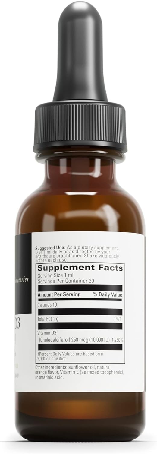 DAVINCI Labs Liquid D3 10,000 IU - Helps Support Bone Health, Immune Support & Heart Health with Vitamin D3 - Gluten Free & Vegetarian - 1 Fl Oz (30 Servings)