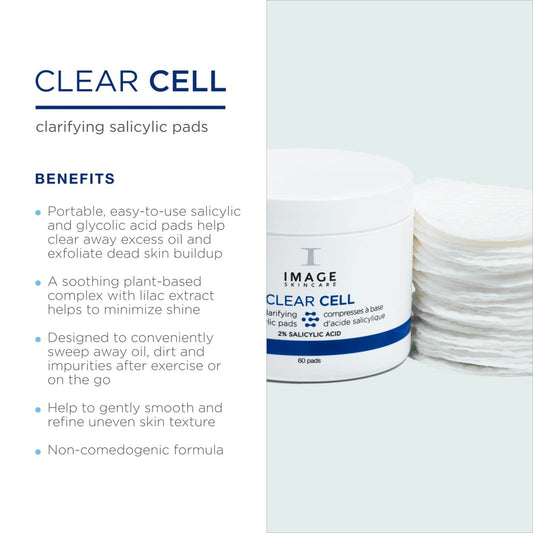 Image Skincare, Clear Cell Salicylic Clarifying Pads, Exfoliating Wipes To Clarify Pores For Oily Prone Skin, 60 Pads