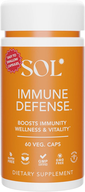 Immune Defense Supplement: Clears Allergens, Builds Strong Immune System, 15X More Powerful, Astragalus, Goto Kola, Andrographis, 60 Easy-To-Swallow Capsules, Sol Nutrition