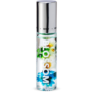 Blossom Roll On Lip Gloss, Scented Clear High Shine Moisturizing Lip Oil, Non Sticky, Infused With Real Flowers, Made In Usa, 0.2Oz, Mint