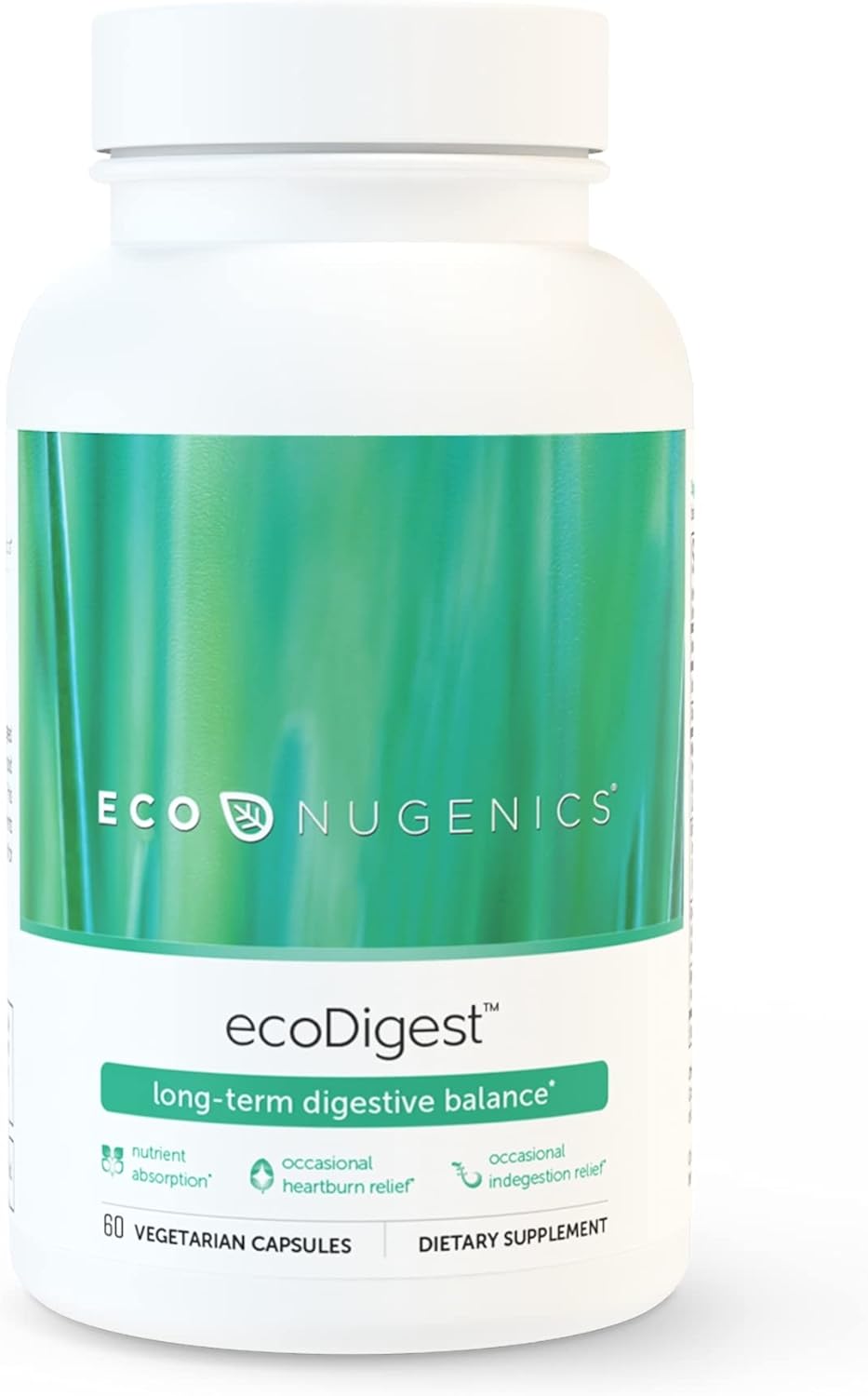EcoNugenics EcoDigest Digestive Health Supplement - 60 Capsules- Digestive Support - Herbs, Medicinal Mushrooms & Enzymes