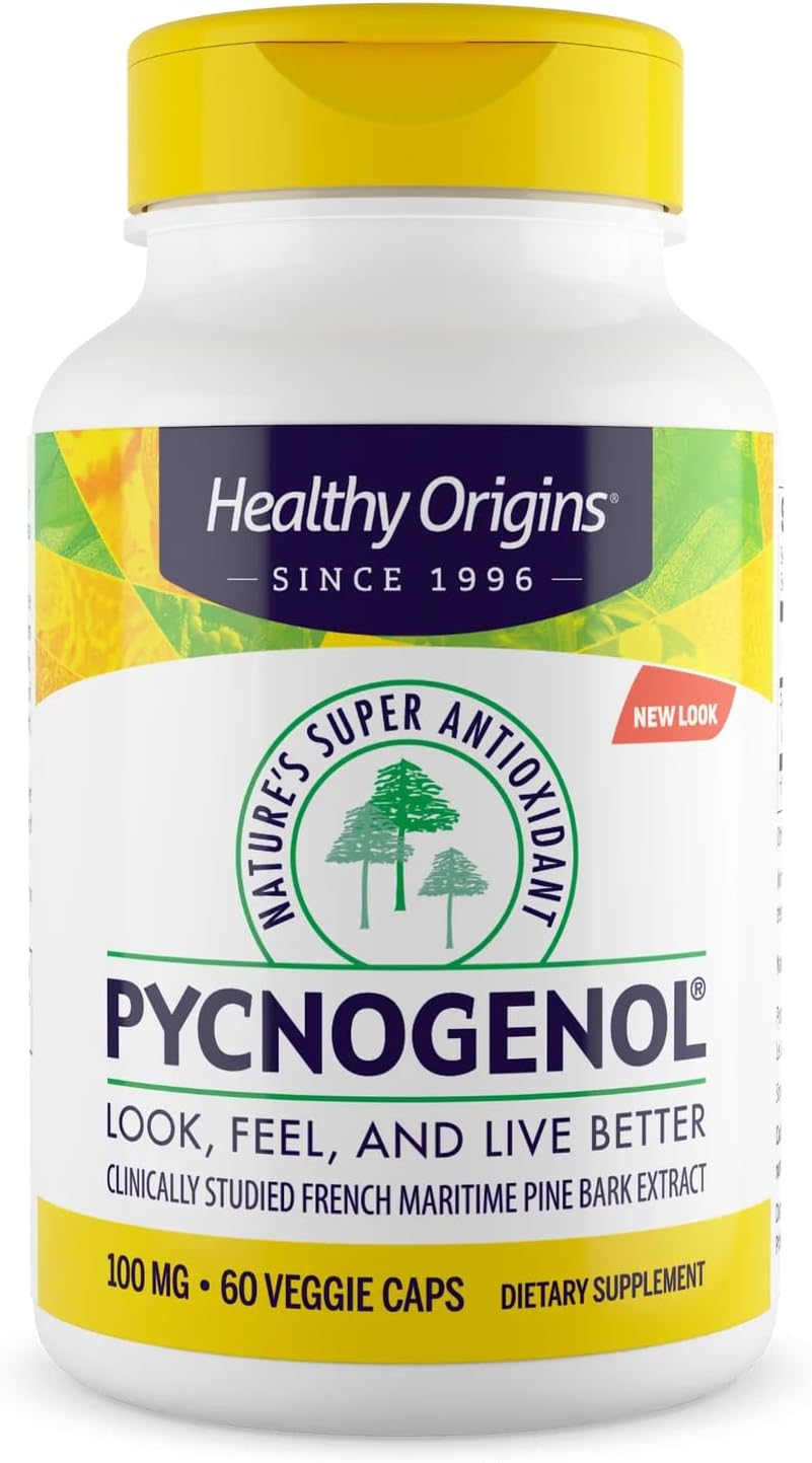 Healthy Origins Pycnogenol 100 Mg (Nature'S Super Antioxidant, Non-Gmo, Gluten Free, Cardiovascular Support), 60 Veggie Caps