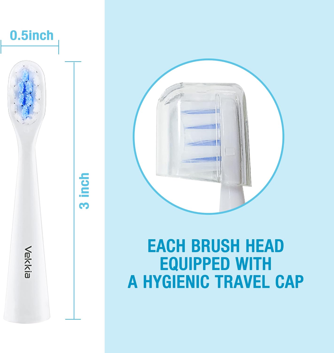 Vekkia Three Eyes Electric Toothbrush Replacement Heads - 7X More Plaque Removal, End-Rounded 3D Curved Soft Bristles, Comfortable & Efficient Clean Teeth, Perfect for Kid Small Mouth : Health & Household