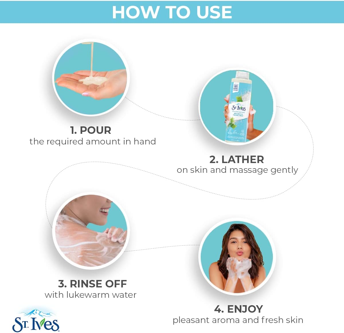 St. Ives Purifying Sea Salt & Pacific Kelp Exfoliating Body Wash (650Ml) Made With Plant-Based Cleansers & 100% Natural Exfoliant 16 Oz Shower Gel