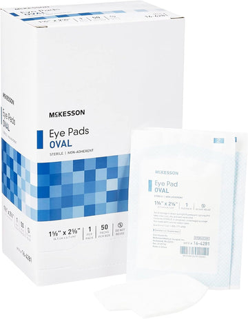 Mckesson Eye Pads, Sterile, Oval, Non-Adherent, 1 5/8 In X 2 5/8 In, 50 Count, 1 Pack