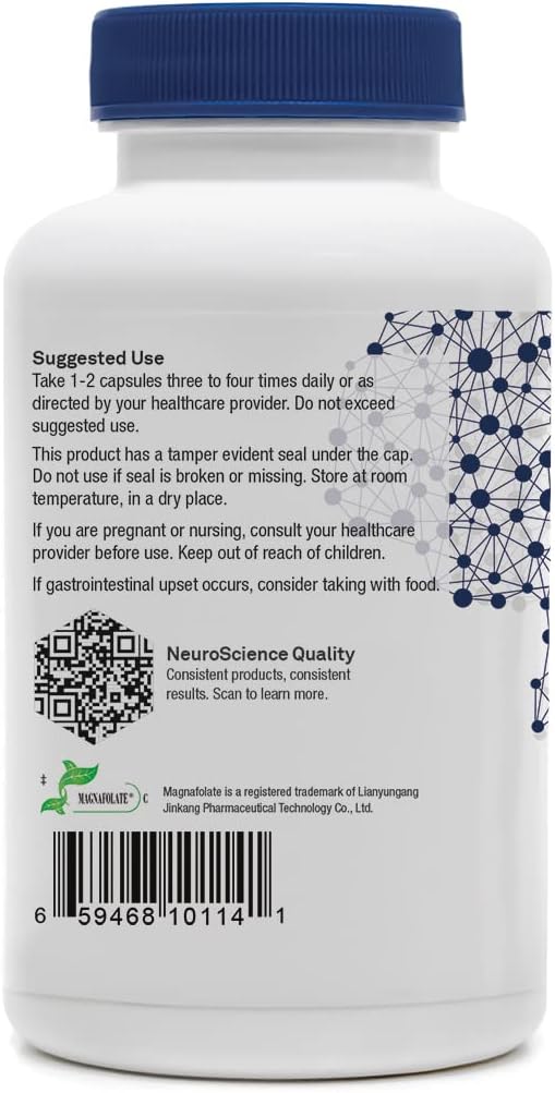 NeuroScience Calm G Glutamate Management Supplement - Selenium, Folate, L-Theanine, ALA + CoQ10 for Stress Reduction, Sleep + Metabolic Support - Helps Fatigue + Mood (90 Capsules)